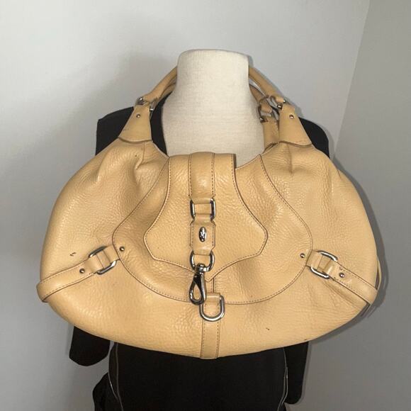 Cole Haan Beige Tan Pebble Leather Purse Bag Handbag - Picture 15 of 17